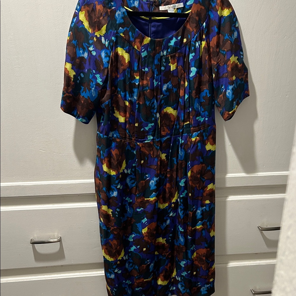Boden Floral Print Dress - Blue and Brown